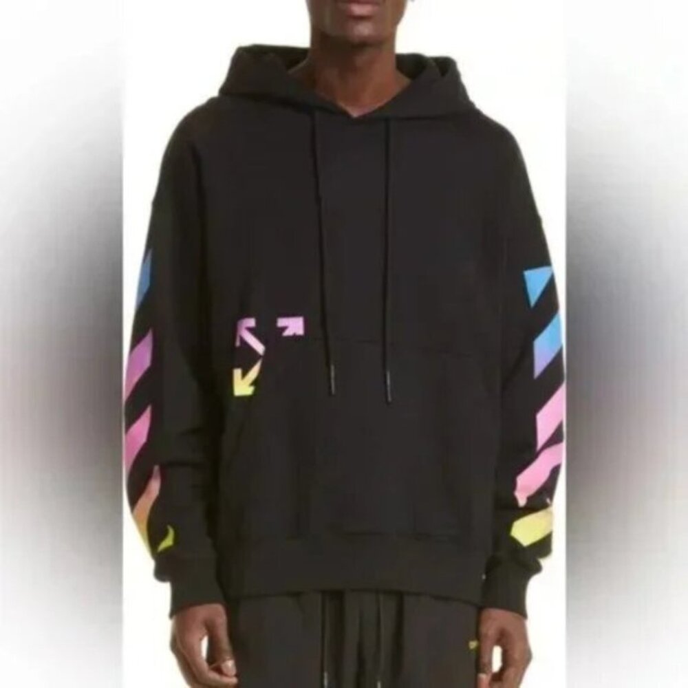 Off-White Rainbow Arrows Graphic Hoodie Size L Streetwear Essential